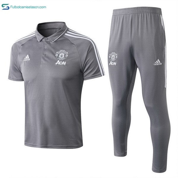 Polo Manchester United Conjunto Completo 2017/18 Gris